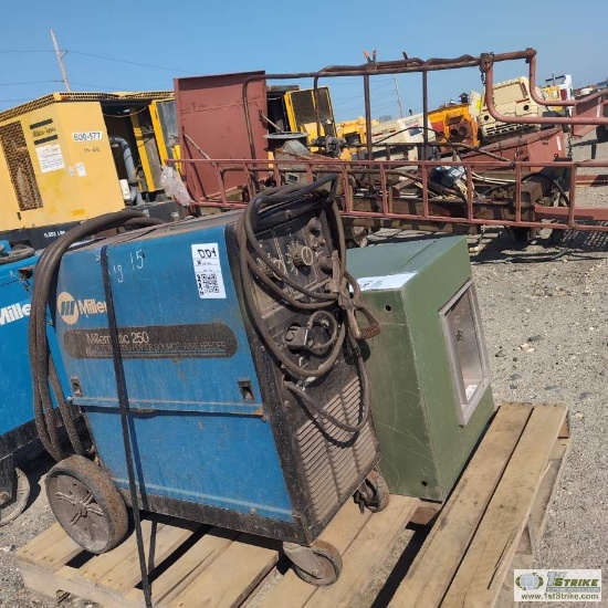 1 PALLET. MISC WELDING EQUIPMENT, INCL: 1EA MILLER MILLERMATIC 250 WELDER, 1EA VENT FAN
