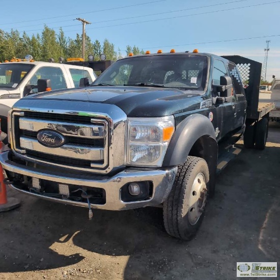 2015 FORD F-550 SUPERDUTY LARIAT, 6.7L POWERSTROKE, 4X4, DUALLY, CREW CAB, 12FT FLAT BED