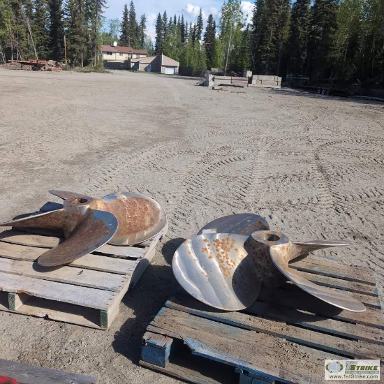 2 EACH. SHIP PROPELLERS, APPROX 46IN DIAMETER, 4 BLADE
