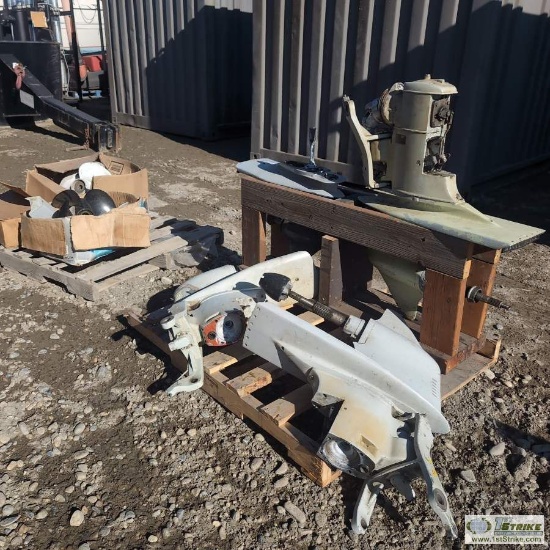 1 ASSORTMENT. MISC BOAT PARTS INCL: 3EA OUTDRIVES, 5 EA PROPELLERS