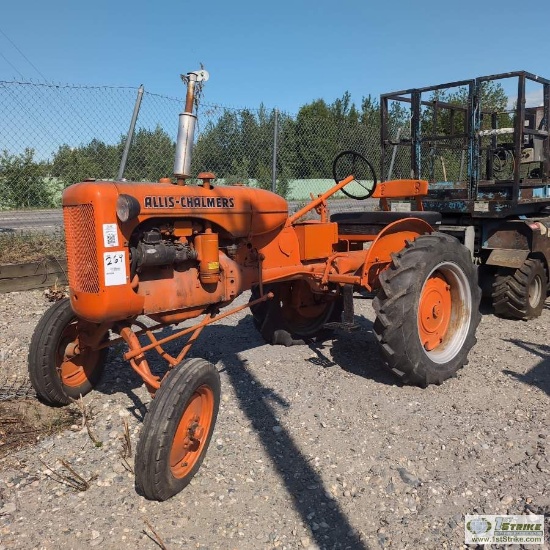 TRACTOR, ALLIS-CHALMERS, 4 CYLINDER GAS ENGINE, RWD. UNKNOWN MECHANICAL PROBLEMS