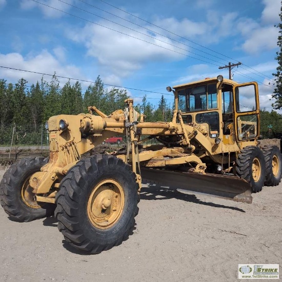 GRADER, CATERPILLAR MODEL 12, EROPS, FRONT SCARAFIER, 14FT MOLD BOARD. 6CYL DIESEL, NO BRAKES