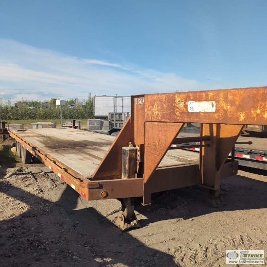 GOOSENECK TRAILER, MODEL 25GN, 8FT 2IN WIDE X 30FT LONG DECK, TANDEM DUALLY AXLES