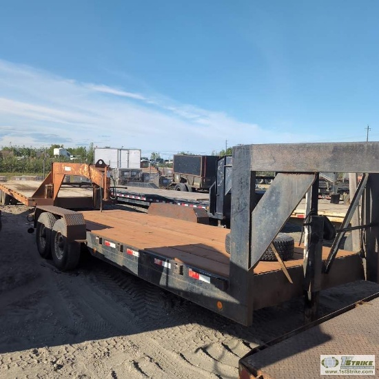 GOOSENECK TRAILER, 1999 HOMEMADE, 7FT WIDE X 20FT LONG DECK, TANDEM AXLE