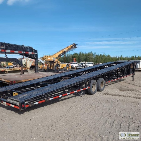 GOOSENECK CAR HAULER TRAILER, 2012 BEATRICE MOTOR MART, 8FT WIDE X 48FT LONG RAMPS, WITH EXTENDABLE