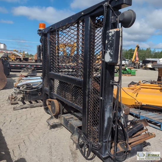 TRUCK MOUNTED WINCH ON HEADACHE RACK, BRADEN, HYDRAULIC DRIVE, WITH HYDRAULIC PUMP, TANK, AND CONTRO