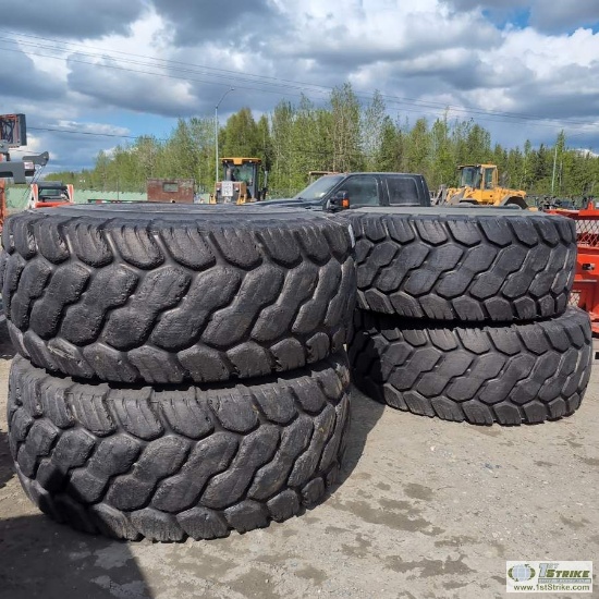 4 EACH. HEAVY EQUIPMENT TIRES, 26.5R25 BRIDGESTONE VJT