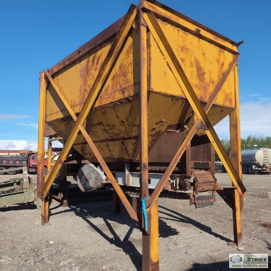 CRUSHER FEED HOPPER, APPROX 7FT 10IN WIDE X 12FT 8IN LONG X 12FT HIGH, WITH APPROX 18IN WIDE X 9FT L