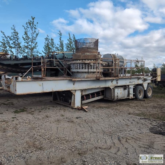 CONE CRUSHER, SYMONS 48IN, 200HP WESTINGHOUSE ELECTRIC MOTOR, WITH 30IN WIDE X 28FT LONG BELLY MOUNT