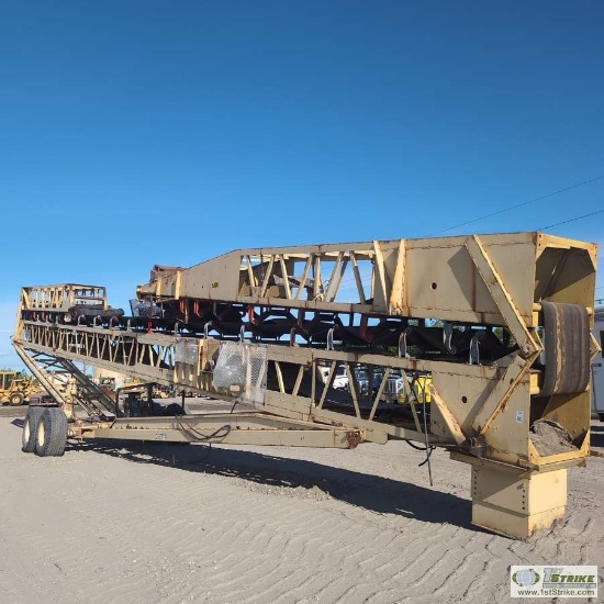 MOBILE STACKER, NORDBURG, MODEL 150, 120FT LONG X 30IN WIDE BELT, TANDEM AXLE MOUNTED WITH HYDRAULIC
