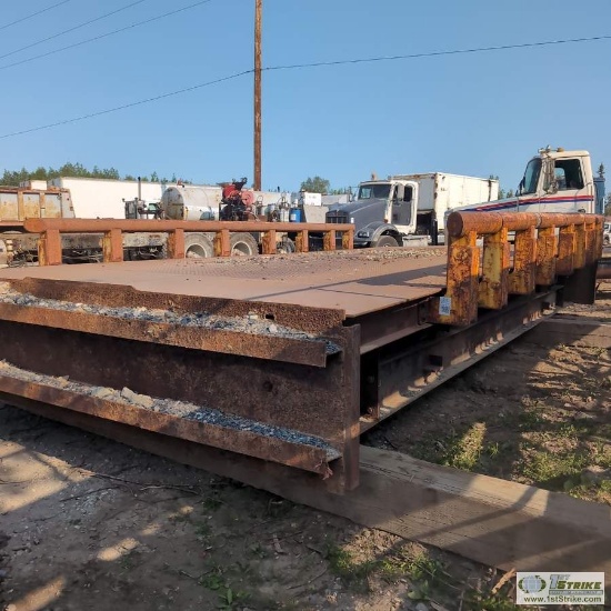 ROCK TRUCK SCALE, POWELL, 100TON, 26FT 6IN LONG X 12FT WIDE SCALE DECK. BUYER MUST LOAD