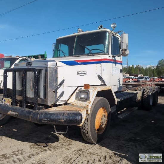 SEMI TRACTOR CAB AND CHASSIS, 1993 VOLVO AUTOCAR, CAT 3406, AUTOMATIC TRANSMISSION, TANDEM REAR AXLE