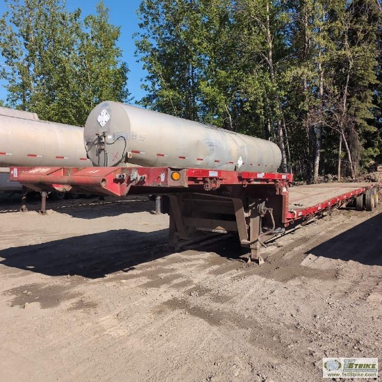 STEP DECK STRETCH TRAILER, MANAC, 41FT X 8FT WIDE DECK, 10FT UPPER, TANDEM AXLE. DECK DAMAGED
