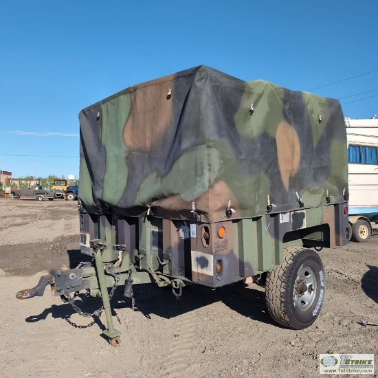 MILITARY CARGO TRAILER, 1999 M1101, SINGLE AXLE, 3,400LB GVWR, 7FT 1IN WIDE X 7FT 6IN LONG ALUMINUM