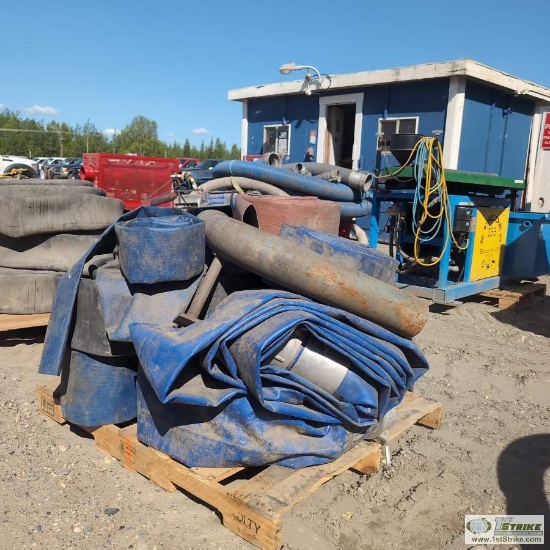 1 PALLET. MISC DISCHARGE HOSE AND FITTINGS INCL: APPROX 4IN, 7IN
