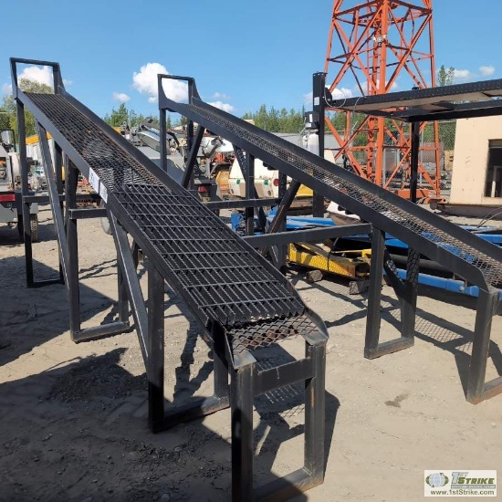 VEHICLE RACK, 5FT 3IN WIDE X 11FT 8IN LONG X 6FT HIGH AT HIGH SIDE, STEEL CONSTRUCTION