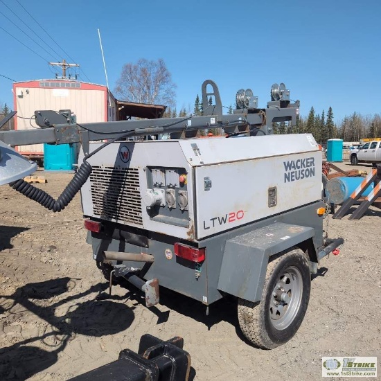 LIGHT PLANT, WACKER NEUSON LTW20, 4CYL ISUZU DIESEL, SINGLE AXLE TRAILER MOUNTED. UNKNOWN MECHANICAL
