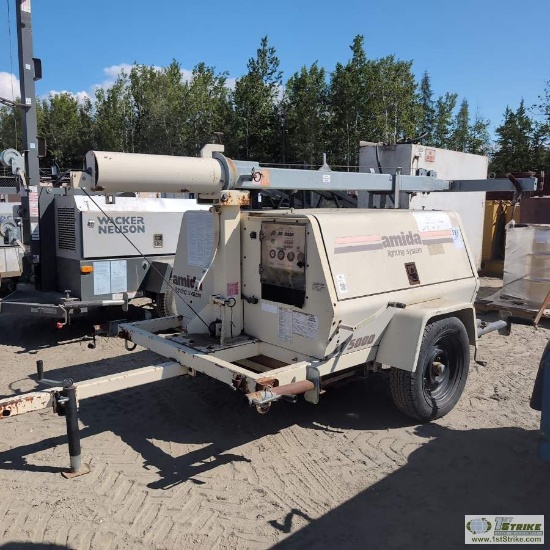 LIGHT PLANT, AMIDA MODEL L-15075D-4MH, 3 CYLINDER LISTER-PETTER DIESEL ENGINE, 8KW GENERATOR