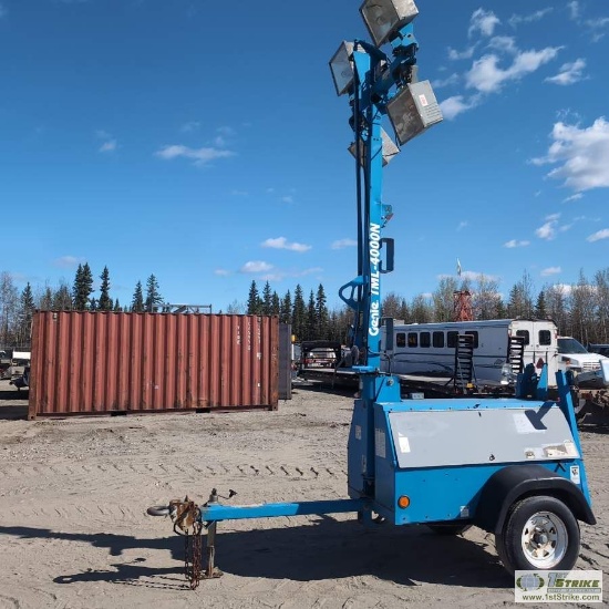 LIGHTPLANT, GENIE TML4000N, 3 CYLINDER PERKINS DIESEL, SINGLE AXLE TRAILER MOUNTED