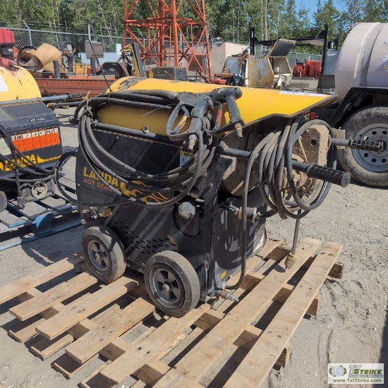 HOT WATER PRESSURE WASHER, LANDA MODEL HOT 2-1500D, 120V SINGLE PHASE, DIESEL FIRED, 1500PSI, 225 DE