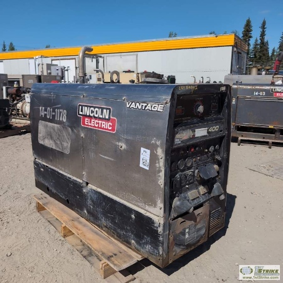 WELDER, LINCOLN VANTAGE 400, 4 CYLINDER PERKINS DIESEL ENGINE, ENCLOSURE MOUNTED