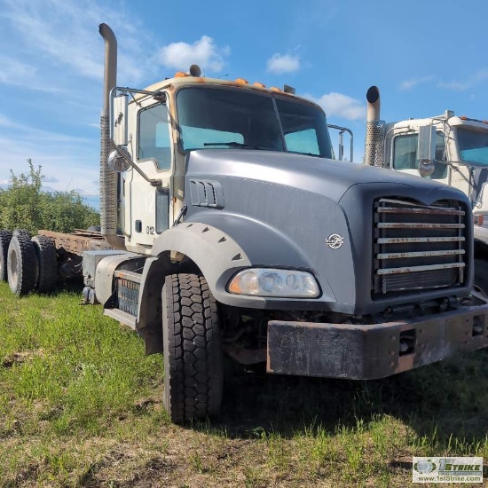 SEMI TRACTOR CAB AND CHASSIS, 2011 MACK MODEL GU813, MACK MP7 DIESEL ENGINE, AUTOMATIC TRANSMISSION,