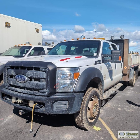 2012 FORD F-550 SUPERDUTY XL, 6.7L POWERSTROKE, 4X4, DUALLY, CREW CAB, FLATBED WITH TOOL BOXES
