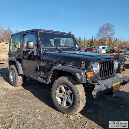 2004 JEEP WRANGLER X, 4.0L, AUTOMATIC TRANSMISSION, 4X4, 2-DOOR, REMOVABLE HARD TOP