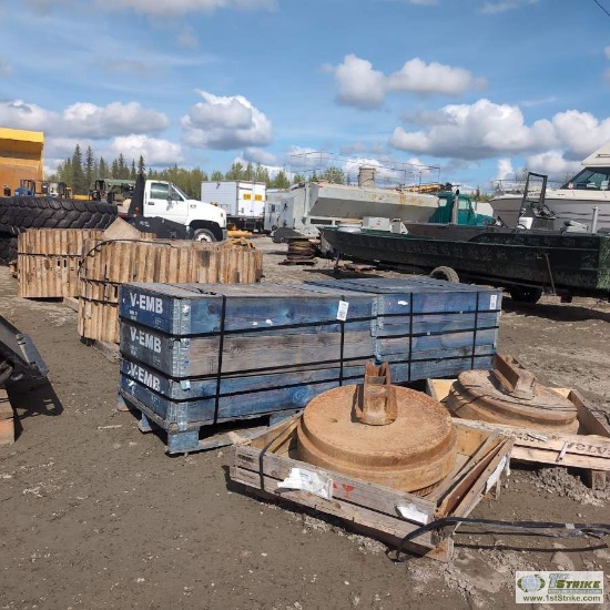 1 ASSORTMENT. MISC VOLVO EXCAVATOR PARTS, INCLUDING: TRACKS, ROLLERS, IDLERS, SPROCKETS, FOLLOWERS,