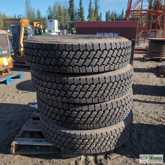 4 EACH. HEAVY TRUCK OR TRAILER TIRES, 11R22.5, GOODRICH ST244