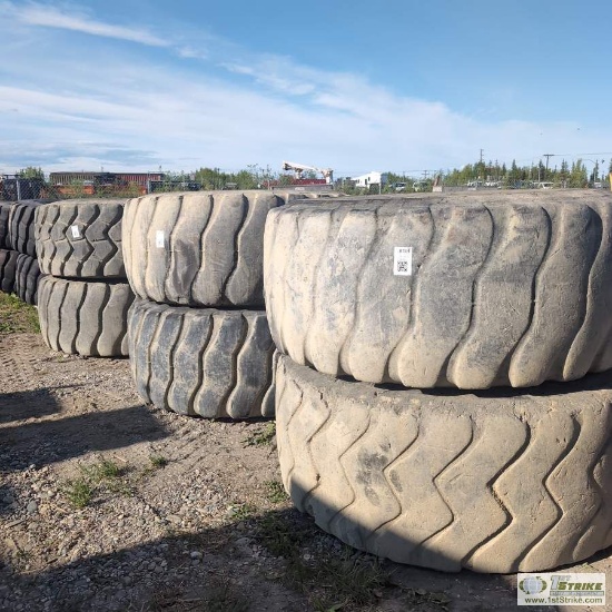 6EACH. HEAVY EQUIPMENT TIRES 29.5R25, VARIOUS BRANDS. DAMAGE NOTED