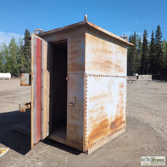 HAZARDOUS MATERIAL STORAGE SHACK, STEEL CONSTRUCTION, WOOD LINED