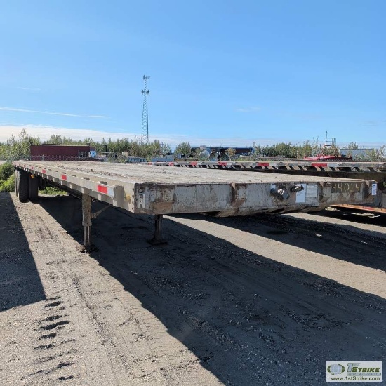 Flatbed Semi Trailer, 1986 Fruehauf, 44ft Aluminum Deck, Tandem Axle. No Title