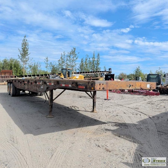 FLATBED SEMI TRAILER, 1991 UTILITY, 44FT DECK, TANDEM AXLE. NO TITLE
