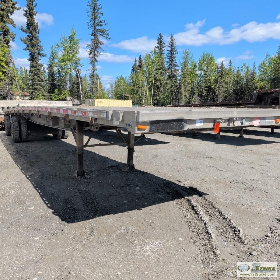 FLATBED SEMI TRAILER, 1998 RAVEN MODEL 1748A83, 48FT ALUMINUM DECK, DUAL SPREAD AXLE 79,600LB GVWR