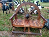 Teak Wood Wagon Wheel Double seat