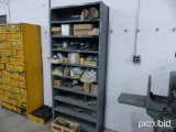 METAL SHELF & CONTENTS: SWITCHES, BOLTS, BUSHINGS, HYDRAULIC FITTINGS