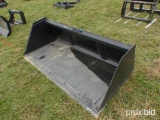 NEW MID-STATE 84IN. SNOW AND LITTER BUCKET SKID STEER ATTACHMENT with bolt on cutting edge.