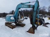 KOBELCO SK60 HYDRAULIC EXCAVATOR powered by diesel engine, equipped with Cab, front blade, digging b
