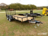 UNUSED LAMAR 16FT. TRAILER TAGALONG TRAILER VN P059347:equipped with 16ft. X 77in. Deck, fold flat r