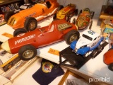 (1) RACE CAR, (1) CAR W/ TRAILER TOY COLLECTIBLE TOY