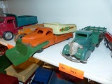 BUDDY L METAL DUMP TRUCK & METAL STAKE RACK TRUCK TOY COLLECTIBLE TOY