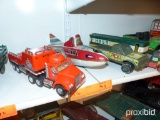 AMCO TRUCK TRACTOR W/ TRAILER, METAL RACE CAR, METAL TRUCK TOY COLLECTIBLE TOY