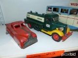 (1) METAL TRUCK, (1) PLASTIC HESS GASOLINE TRUCK COLLECTIBLE TOY