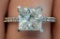 2.69 CT PRINCESS DIAMOND SOLITAIRE PAVE DIAMOND RING F/VS2 set in 14k white gold, 2.19CT center ston
