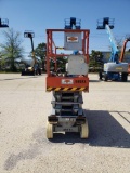 SKYJACK SJ3226 SCISSOR LIFT SN:27004699 electric powered, equipped with 26ft. Platform height, slide