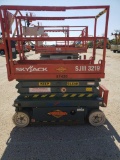 SKYJACK SJ3219 SCISSOR LIFT SN:22014016 electric powered, equipped with 19ft. Platform height, slide