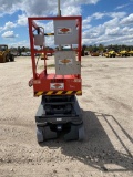 SKYJACK SJ3219 SCISSOR LIFT SN:22017982 electric powered, equipped with 19ft. Platform height, slide