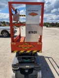 SKYJACK SJ3219 SCISSOR LIFT SN:22014711 electric powered, equipped with 19ft. Platform height, slide
