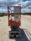 SKYJACK SJ3219 SCISSOR LIFT SN:22012760 electric powered, equipped with 19ft. Platform height, slide